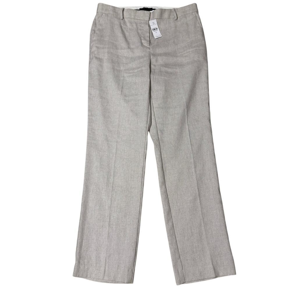 Ann Taylor Women's Straight Linen Blend Trouser Pants Tan Size 10